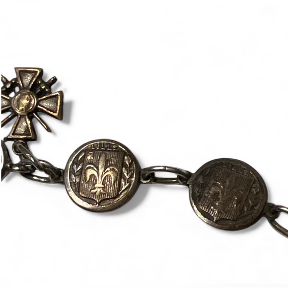 WWI French Croix De Guerre Sterling Bracelet Rare - Picture 2 of 8